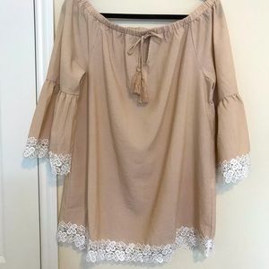 Beautiful Summer Crescent Tan Top Size L